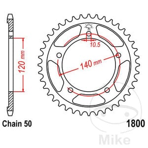 JT SPROCKETS REAR STEEL JTR1800.43